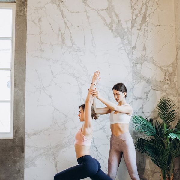 Person in a stable warrior yoga pose.